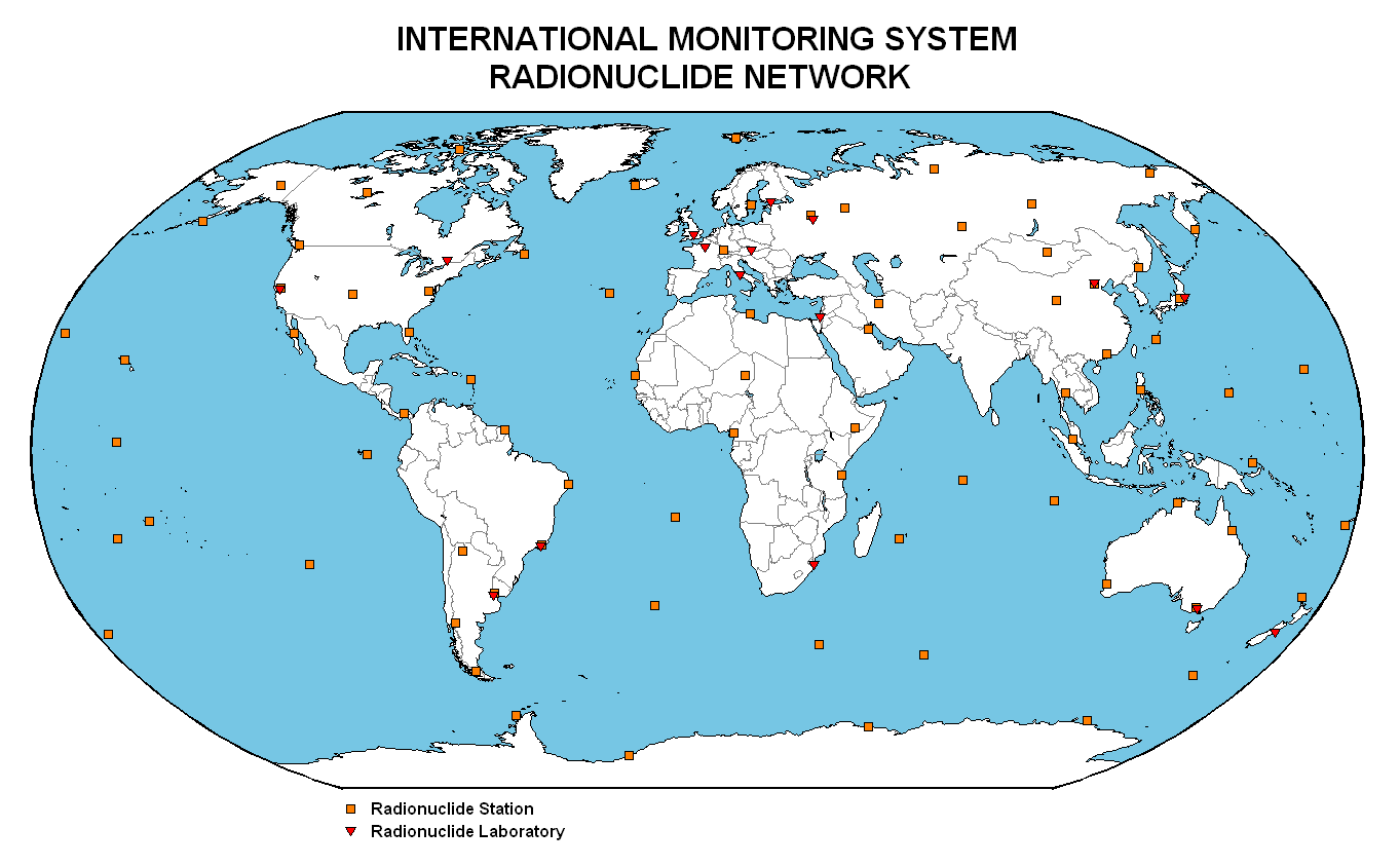 World-wide distribution of the SSI radionuclide network