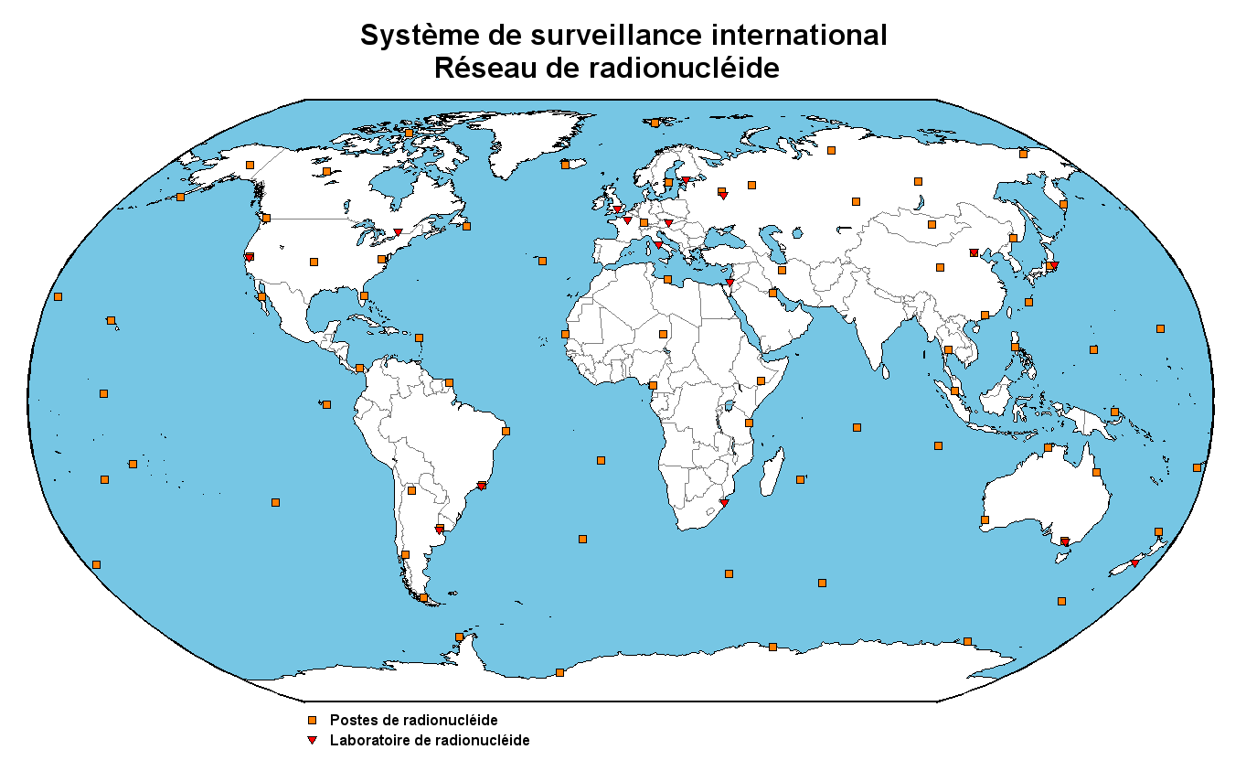 Distribution mondiale du réseau SSI radionucléides